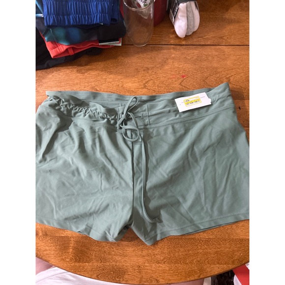 Shade & Shore Women's Swim Board Shorts Sage Green Drawstring L - Picture 1 of 3